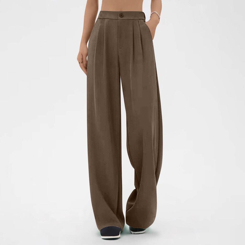 Рабочие брюки женские деловые повседневные с высокой посадкой и широкими штанинами, нарядные рабочие наряды