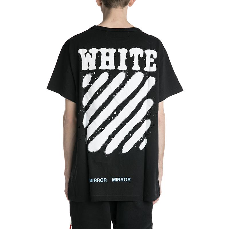 Off-White Футболка Diag Spray, черная мужская уличная одежда OMAA002G20JER0111001