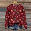 Women's Fashion Christmas Printed Long Sleeve Loose Round Neck Sweatshirt Top