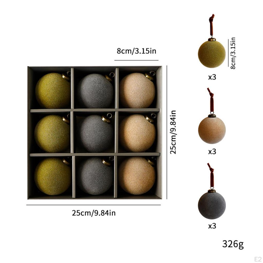 9 штук елочных украшений бархатный шар классический 3,15 дюйма разноцветный прочные подвесные шары