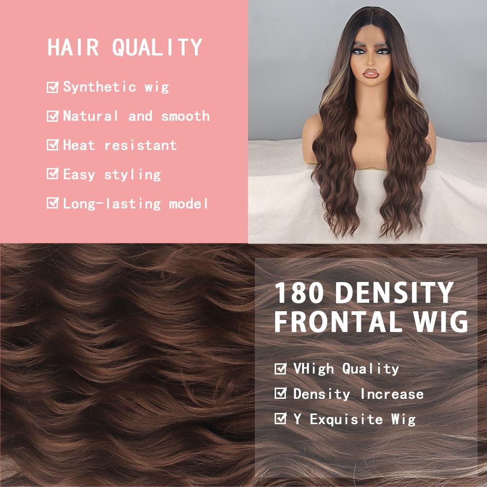 MERISIHAIR Женский длинный темно-светло-коричневый натуральный волнистый парик с омбре без челки, натуральный волнистый парик из синтетического волокна