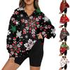 Christmas Women's Fashion Long Sleeve Printed Zipper Sweatshirt Top