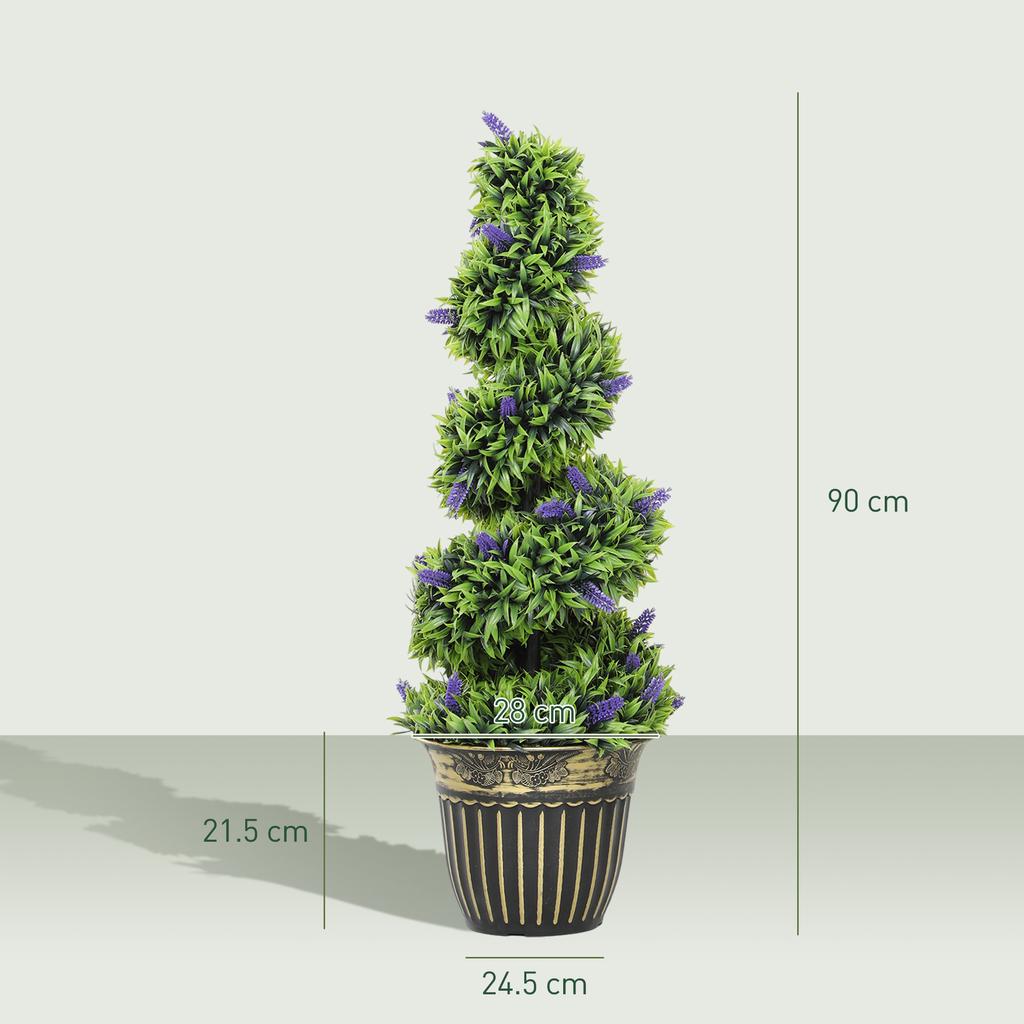 Set of Two 90cm Artificial Lavender Trees