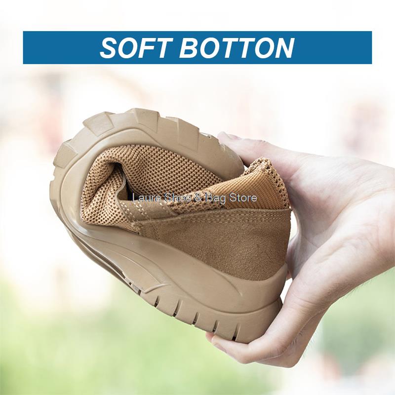 Модные высокие мужские защитные ботинки с сетчатым дышащим стальным носком, рабочие ботинки для мужчин, защитные ботинки с защитой от ударов и запаха