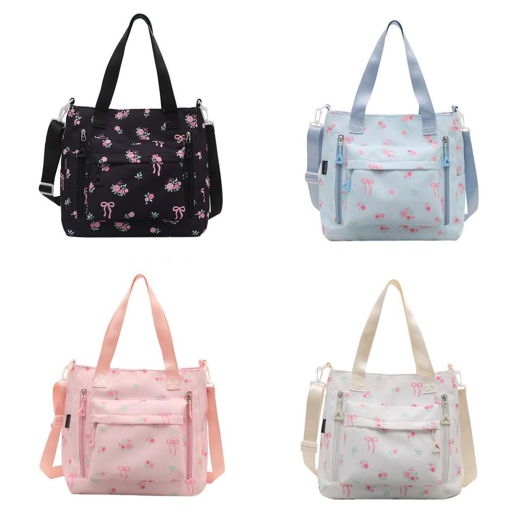 Printed Pattern Casual Canvas Tote Bag With Zipper Closure For University Students School And Travel