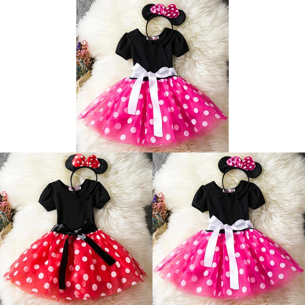Minnie Mouse Princess Toddler Dress With Cotton Blend Fabric For Girls