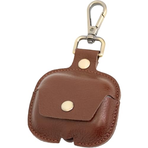 Dom Teporna AirPods Pro 3 Case, Genuine Leather Earphone Case with Full Protection and Scratch Resistance, Includes Carabiner, Charging While in Place