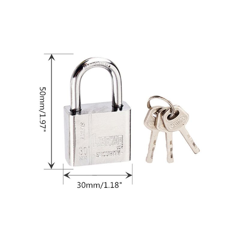 30mm Stainless Steel Padlock 3 Keys Heavy Duty Solid Lock Door Gate Box Safety Waterproof Antirust Home Improvement Hardware 4