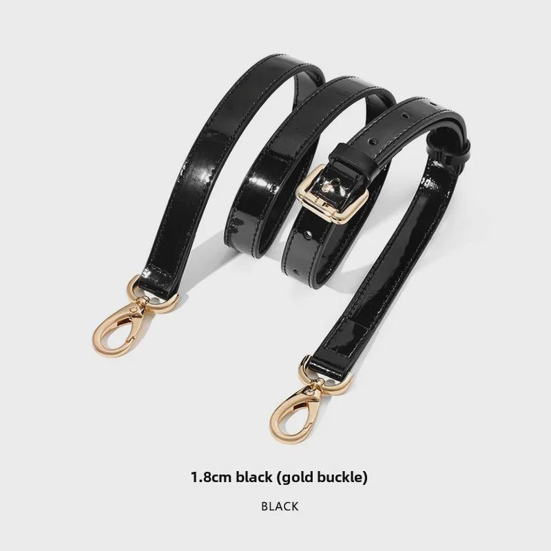 MHS-A-25 Черная блестящая лакированная сумка через плечо с регулируемым ремнем и пряжкой-шпилькой