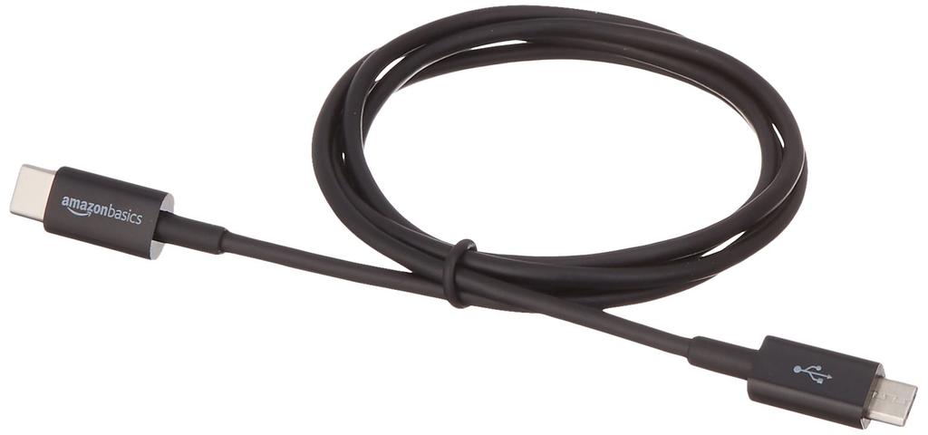 Базовый USB-кабель Amazon типа C, 0,9 м (Тип C — Micro 2.0 Тип B) черный