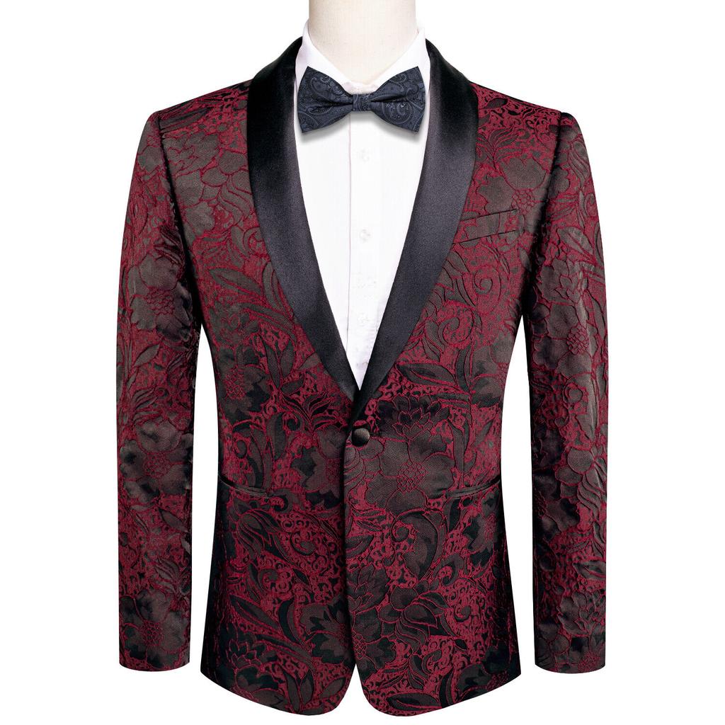 Men's Floral Dress Suit Luxury Embroidered Wedding Blazer Dinner Tuxedo Jacket