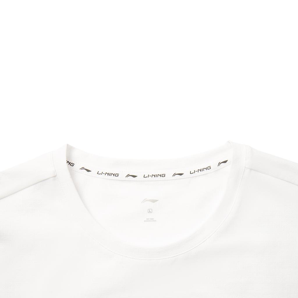 Li-Ning Quick-Dry Simple Letter Logo Print Comfortable Round Neck Short Sleeve T-Shirt Men Tops Standard-White ATSV399-8
