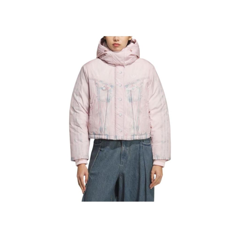 adidas Originals FW25 FK Джинсовый Кроп Теплая Спортивная Куртка на Молнии с Длинным Рукавом Пуховик Женские Куртки KC2635