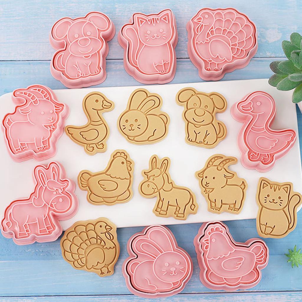 16 шт., набор формочек для печенья с милыми фермерскими животными, прессованная форма для печенья, пластиковые штампы для печенья, инструмент для самостоятельной выпечки