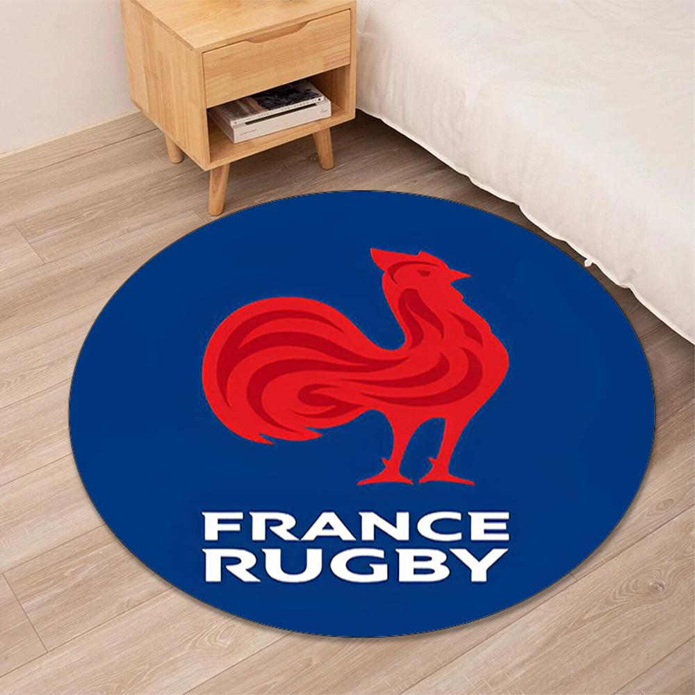 France Rugby Printed Round Rug Carpet Chair Rug Area Rug Entryway Doormats,for Office Chair Living Room Bedroom Kitchen Room.