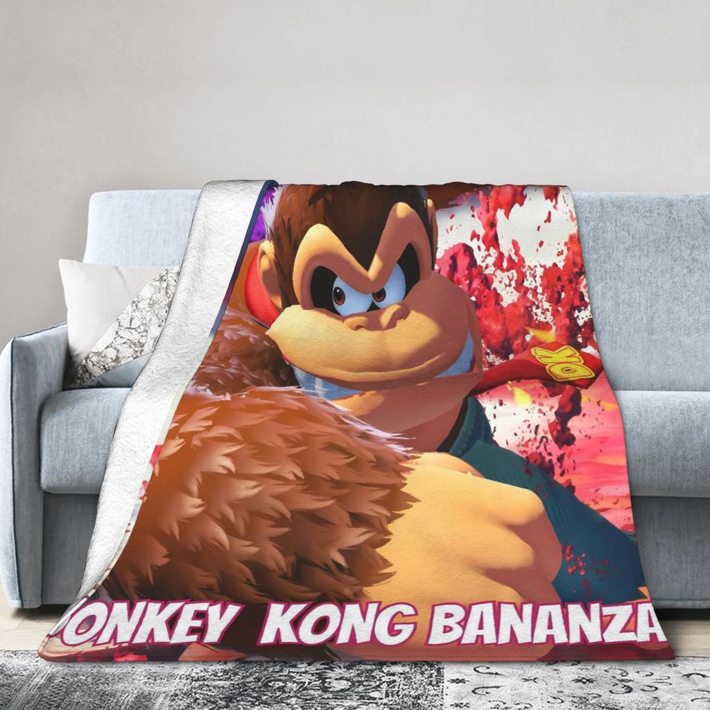 Donkeys Kong Bananzas Flannel Blanket Winter Warm Soft Bedding Throws for Kids Adult Home Decor Fluffy Bedspread Sofa Bed Cover