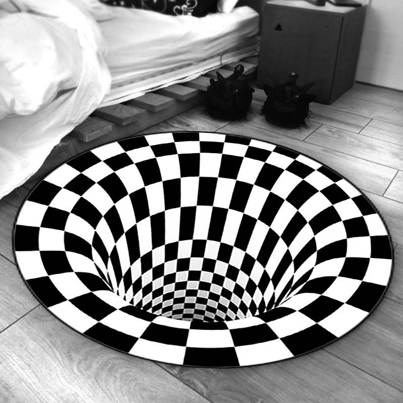 Круглые коврики Vortex, 3D напольный коврик, ковер, визуальный для гостиной, бездонное отверстие, ковер с оптической иллюзией, вихревой принт, круглый сетчатый коврик, игрушки для собак