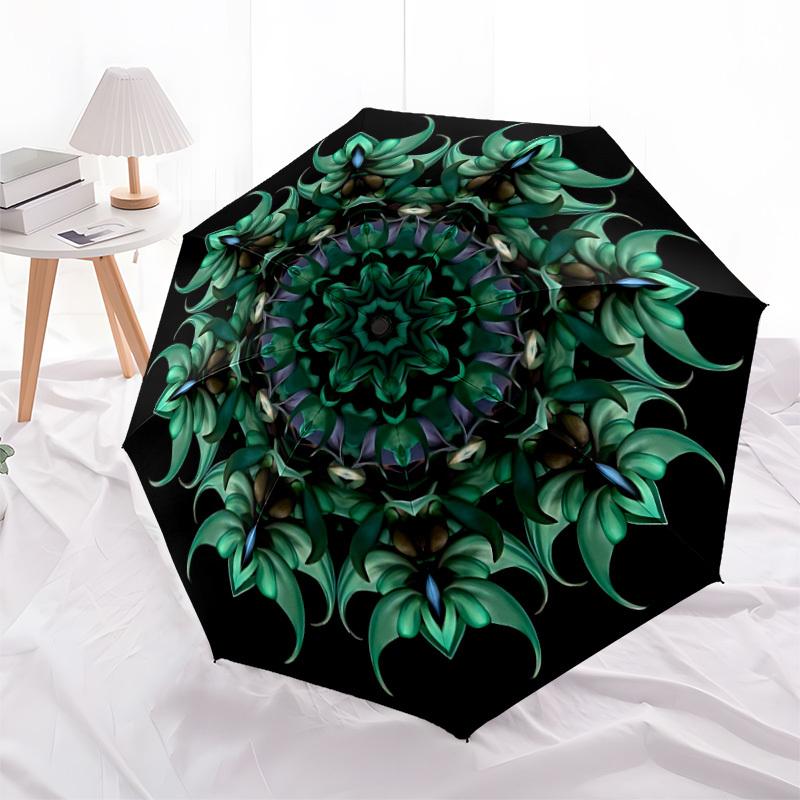 1pc Greenery Kaleidoscope Folding Umbrella, Durable, Suitable for Outdoor Activities or Rain, Suitable for Commuting yy251027128