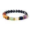 Браслеты из натуральных камней 7 чакр, исцеляющая энергия Рейки, гематит, тигровый глаз, бусины, эластичные браслеты для женщин, девушек, украшения для йоги