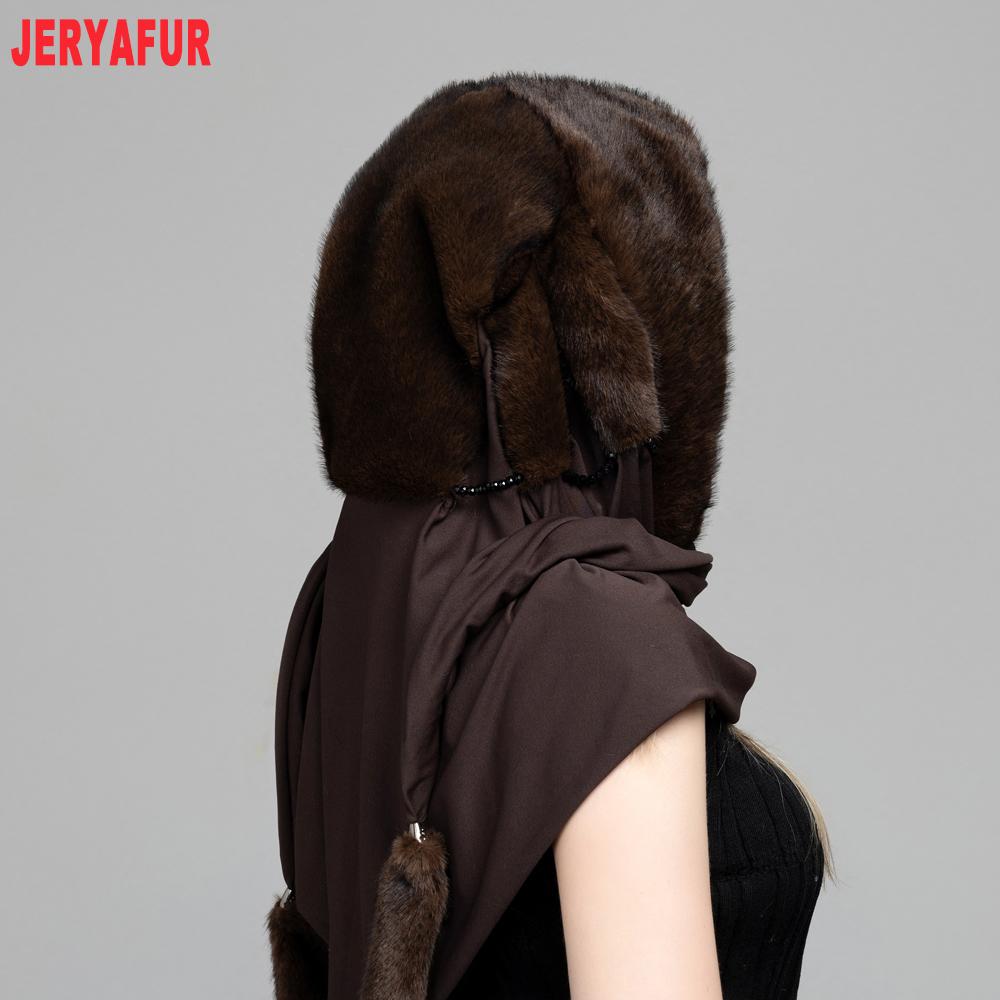 JERYAFUR Женский шарф-капюшон из искусственного меха, 2-в-1, теплая плюшевая комбинация шапки и шарфа для холодной зимы, повседневная уличная одежда