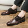Fashion Classic Retro Men's Leather Shoes Fashionable Splicing Design Style Wedding Trend Party Walking Oversized Gentlemen's Shoes