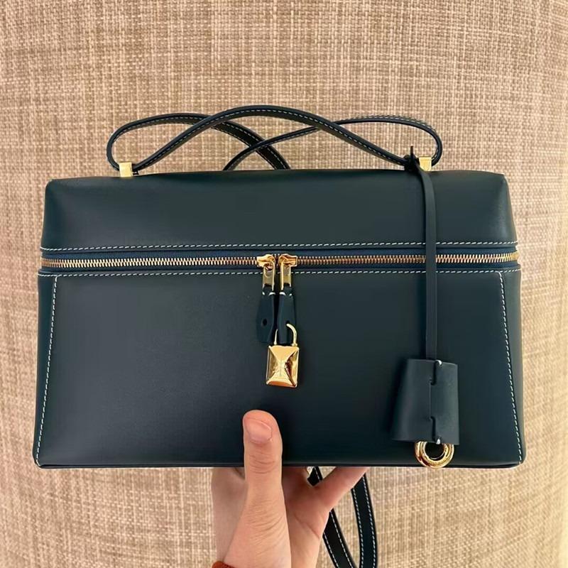 Retro Cowhide Box Bag, Autumn and Winter New Lunch Box Bag, Casual Large-capacity Portable One-shoulder Oblique Span Bride Bag