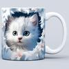 3D Graphic Painting Kitten Cat Cat Snowflake Hole Ceramic Coffee Mark Cup Tea Cup New Hollow