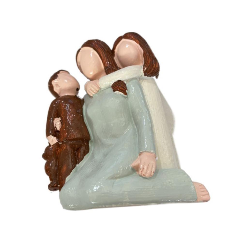 Расписанная вручную семейная скульптура Элегантное смоляное семейное украшение День матери