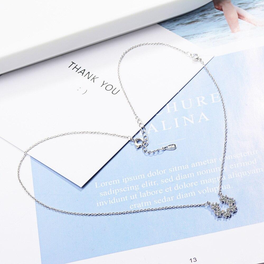 Sweet Fashion 925 Sterling Silver Flower Zirconia Clavicle Chain Necklace Collares Choker for Women S-N341