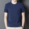 Новые летние мужские хлопковые однотонные повседневные топы с карманами для молодых и средних лет с короткими рукавами для мужчин