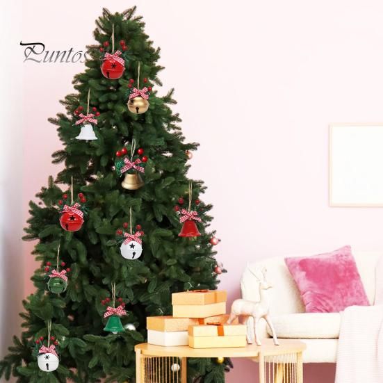 10 шт. Рождественские колокольчики, украшения для рождественской елки, подвесные колокольчики с шишками, бант из ягод падуба, праздничные принадлежности для вечеринок