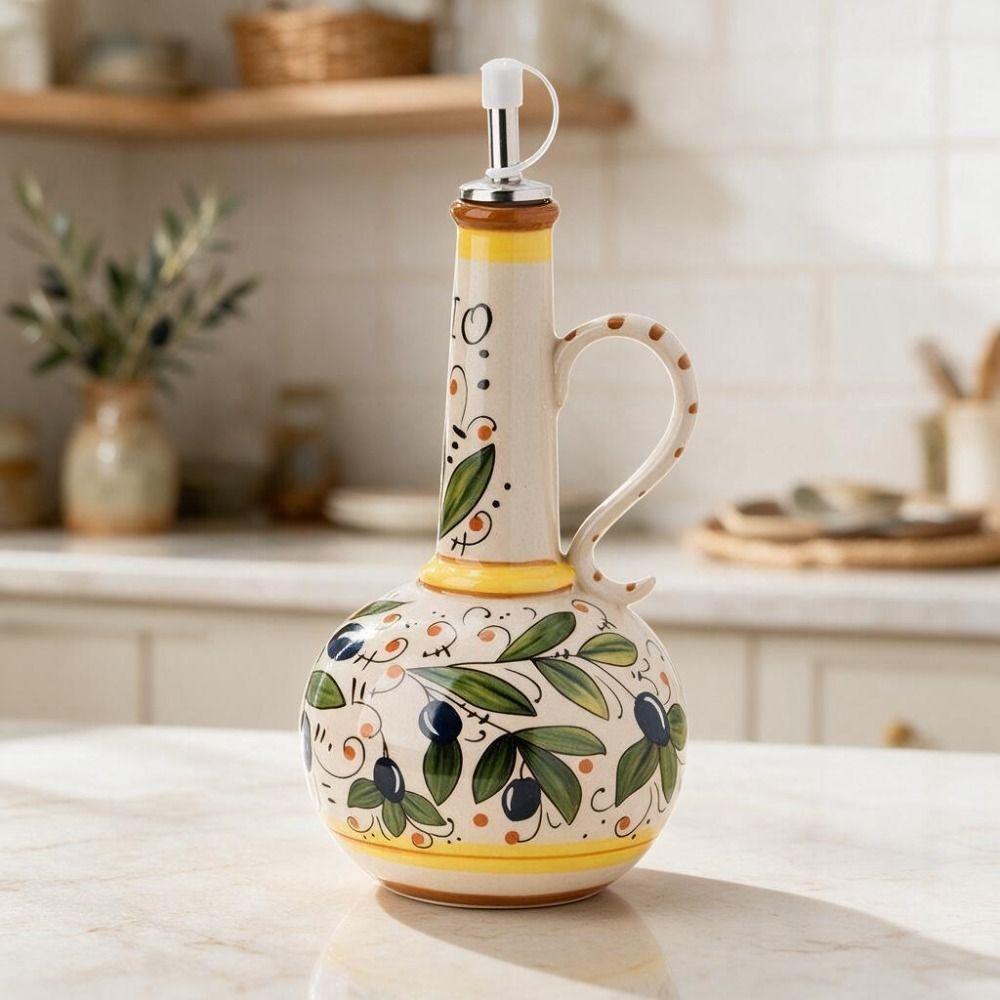 Under-glazed Olive Oil Dispenser Ceramic Vinegar Bottle Multi-functional Soy Sauce Bottle Salad