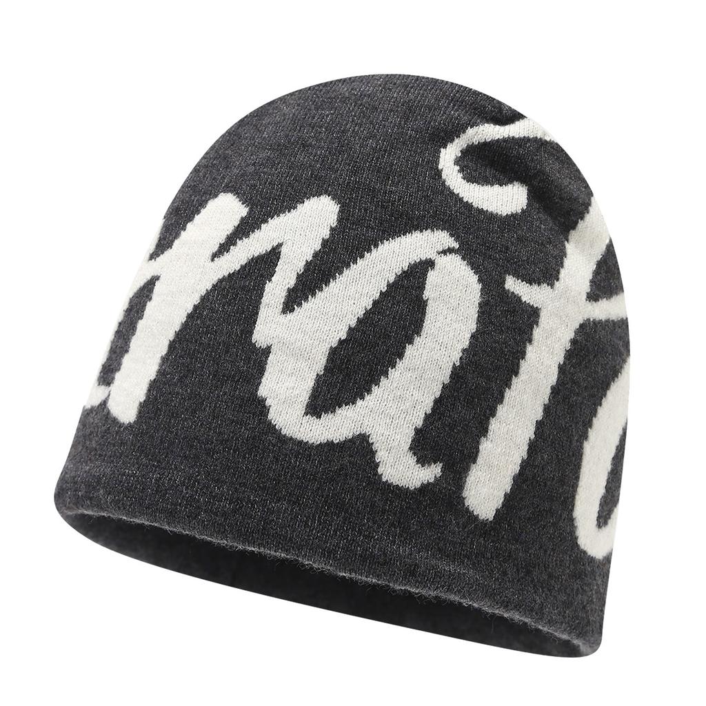 European and American street alphabet jacquard double-sided knitted hat men and women hip-hop skateboard hip-hop pullover hat autumn and winter cold