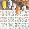 Nail Art Stickers, Summer Island Sunset Coconut Tree Plant Leaves Watermark Nail Stickers
