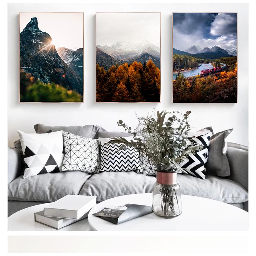 canvas prints river picture for living room road wall art painting no framed postres decor nordic style poster Mountain forest