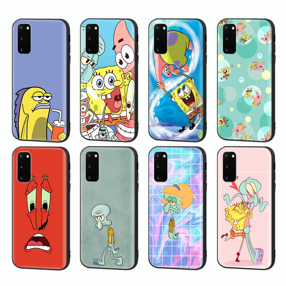 PB9 SpongeBob Friend Black Sofe Case for Samsung Note 20 Lite S24 Ultra S23 A03 A05 A06 A11 A71 A15 A16 A13 A24 A25 A33 A52 A53 A50 M55 M35 Plus