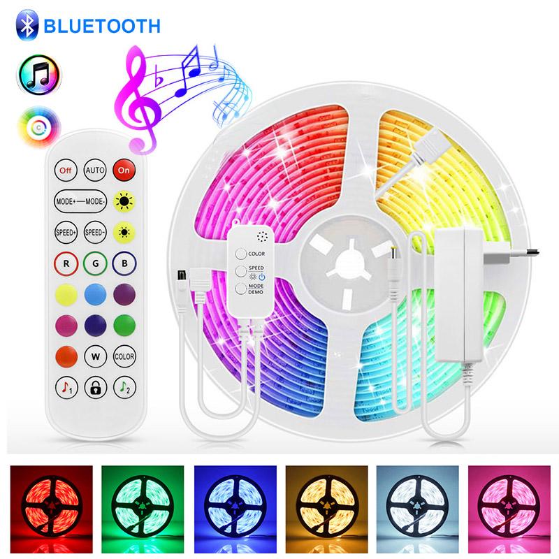 Умное приложение Bluetooth LED фонари 5M 10M 15M 5050 RGB светодиодная лента неоновая лента для комнаты домашняя вечеринка шкаф телевизор подсветка декоративное освещение ЕС адаптер