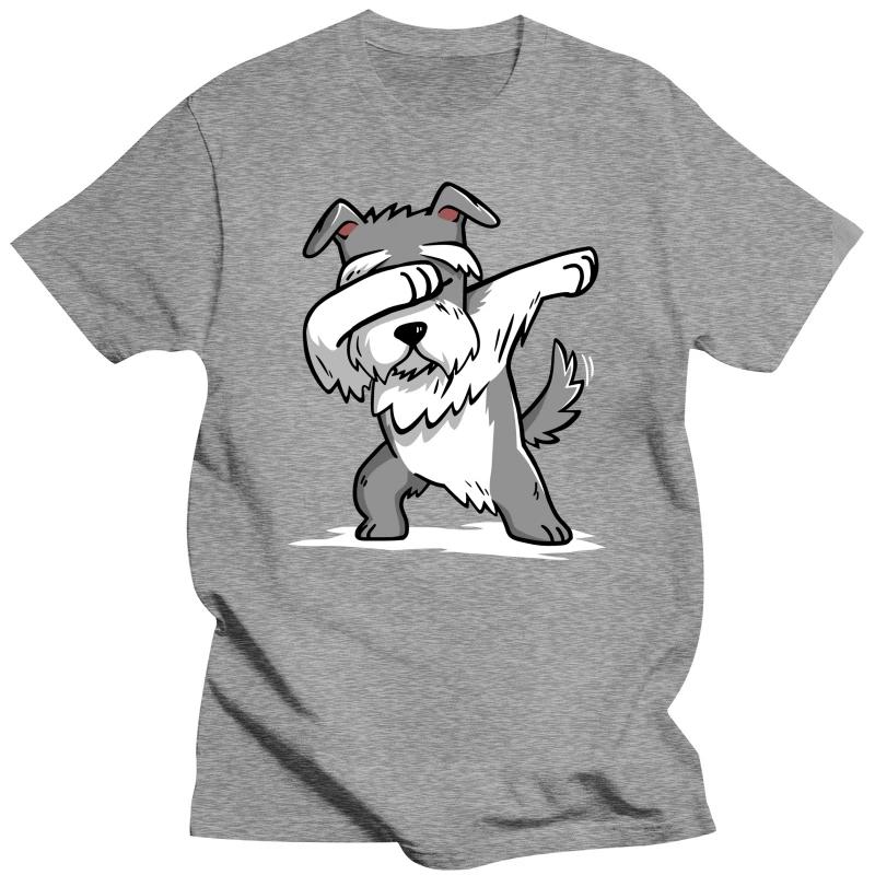 Funny Dabbing Miniature Schnauzer Dog Dad T Shirts Summer Style Graphic Cotton Streetwear Short Sleeve Birthday Gifts T-shirt