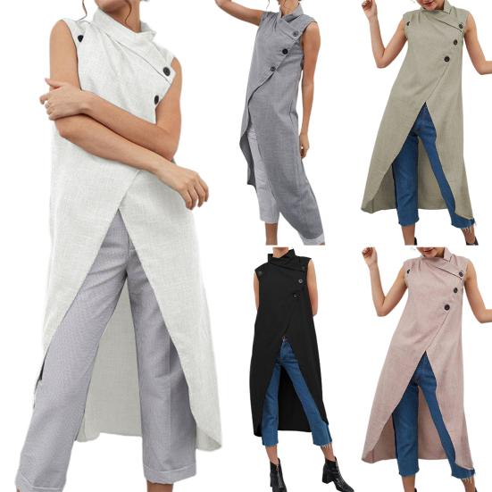 Женская длинная рубашка с крестом, асимметричная летняя однотонная однобортная туника, уличная одежда