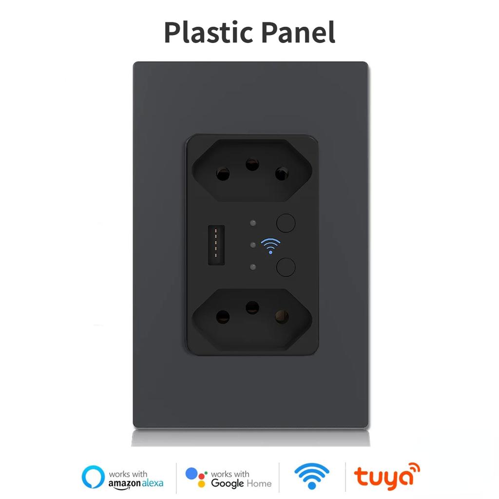 Melery Бразильская умная настенная розетка WiFi USB Tuya Электрическая вилка Розетка Панель ПК/Стекло Alexa Google Home, Интеллект для всего дома