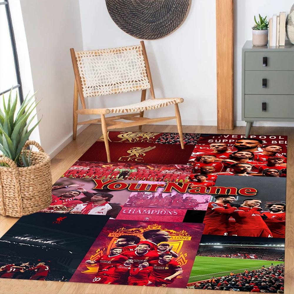 Liverpool Customize Text Floor Mat Design for Playrooms Dining Room Game Room Living Rooms Anti-slip Rug Anime Office Decor Perfect Gift for Women/Men
