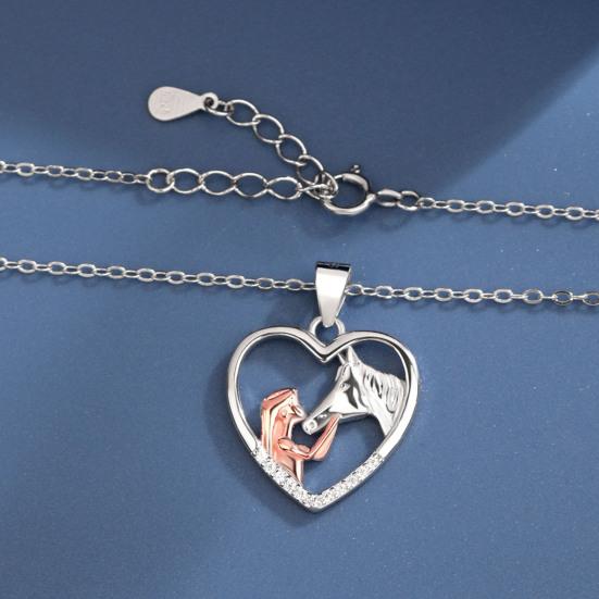 Ожерелье с подвеской в ​​цвете, изысканное стильное ожерелье с подвеской в ​​форме сердца для девочек и лошади, модные аксессуары