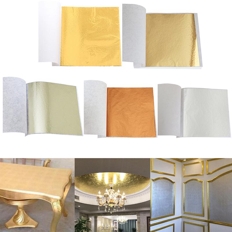 100 Sheets Gold Foil Leaf Gilding Handicrafts Craft Paper Decoration Tool