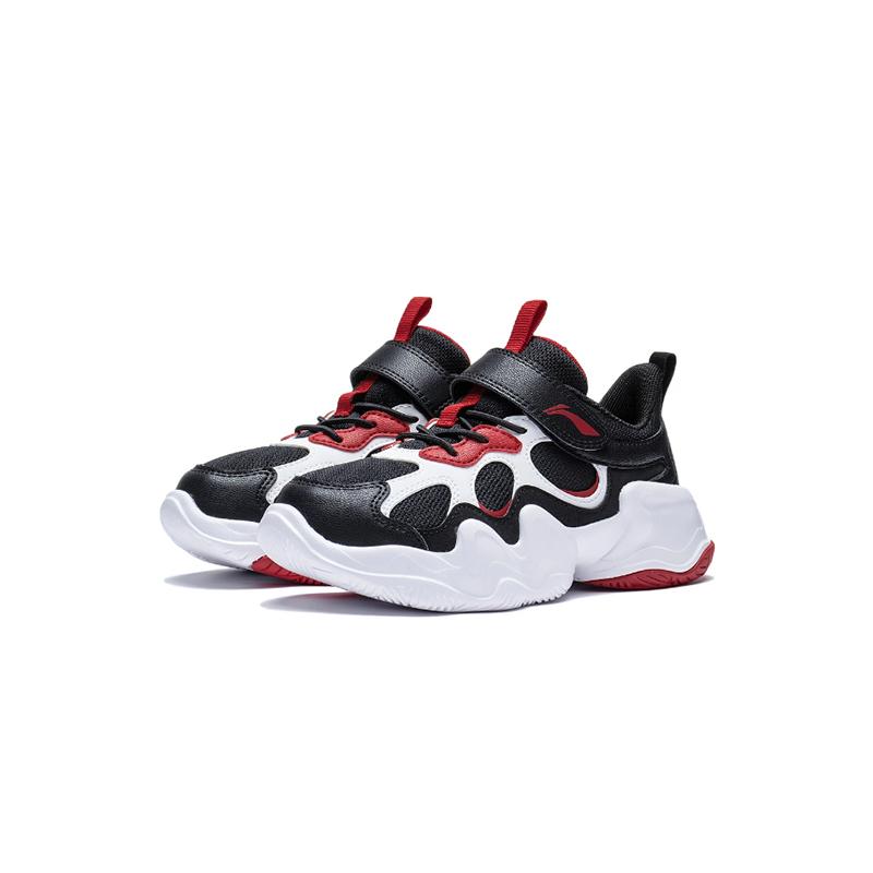 Li Ning Kids Sports Non-Slip Wear-Resistant Low-Top Running Shoes Kids Running Shoes Black White YKNT010-1
