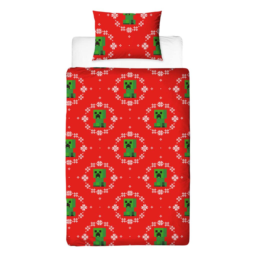 Minecraft Pixel Christmas Reversible Duvet Set