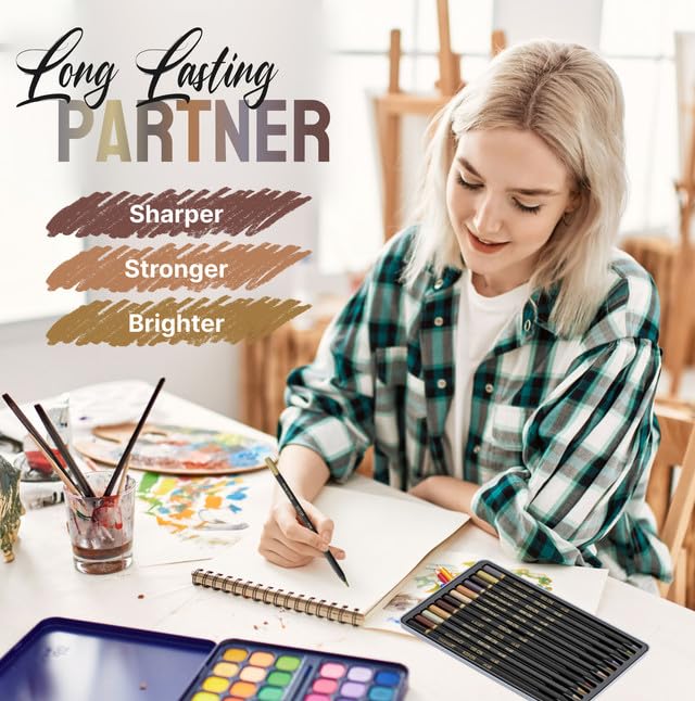 Medihealth 1 Карандаши цветные для взрослых «Черная вдова» для портретов и тонов кожи, художественные цветные карандаши, полный цветовой диапазон с рейтингом светостойкости - -