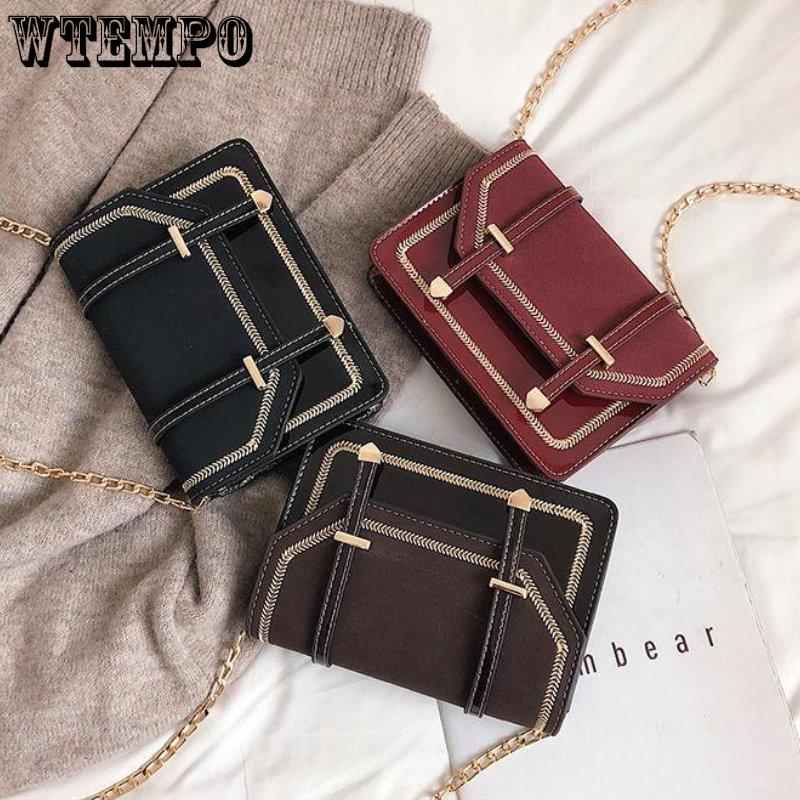 WTEMPO Brand Westernized High-end Women's Backpack Frosted Chain Square Bag Versatile Patent Leather One-shoulder Messenger Bags