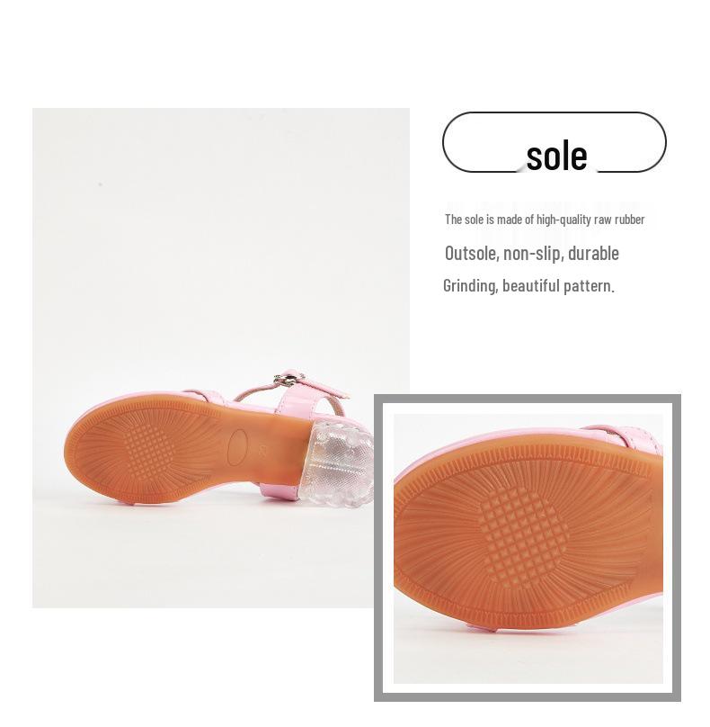 Розовые босоножки на толстом каблуке с бантом 2025 для девочек