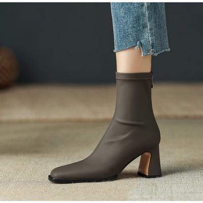 Модные осенне-зимние женские эластичные облегающие ботильоны по щиколотку, модные туфли с острым носком, женские лаконичные сексуальные эластичные короткие ботильоны для стройных ног