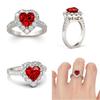 Antique Style Silver Plated Brass Ring With Love Red Ruby Rhinestone Gemstone